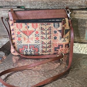 Mona B Brown Patterned Crossbody Bag